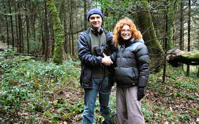 Producer Nick Patrick & Presenter Vanessa Collingridge on location at Treffgarne