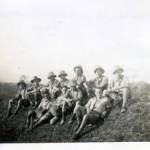 Group on top of one of the ramps left to right. Back row Taff, Brown (Algy), Jimmy Rev, Pete McNie, Ron Ballard, Jack Burgin, George. Front row Notty, Ginger Searson, Pop Pinner, and Pat McNemeny