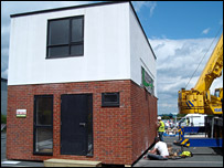 House built in a day on the car park at Telford College of Arts and Technology