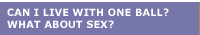 Can I live with one ball - what about sex?
