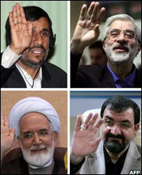 Ahmedinejad (sol üst), Musevi (sağ üst), Kerrubi (sol alt) ve Rızai