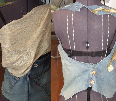 Denim top with pen back