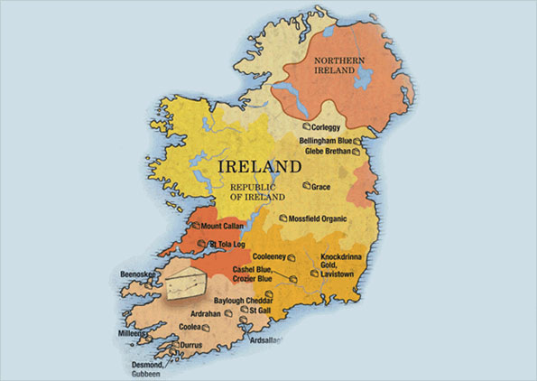 Map of cheeses in Ireland