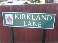 The Kirkland Lane road sign