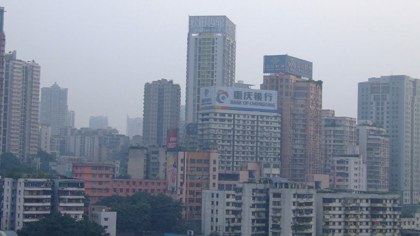 City in smog - Chongqing.
