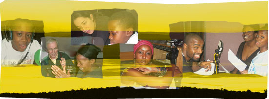 Actors from African Performance 2007 on a background of African plains