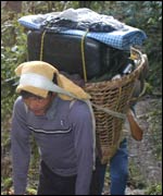 Porter carrying a 40Kg load