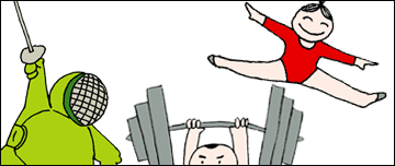 A cartoon of three olympic athletes