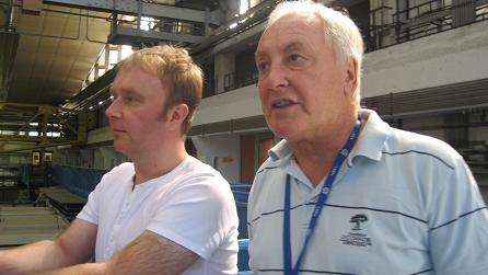 Adam Walton with Dr. Lyn Evans at CERN