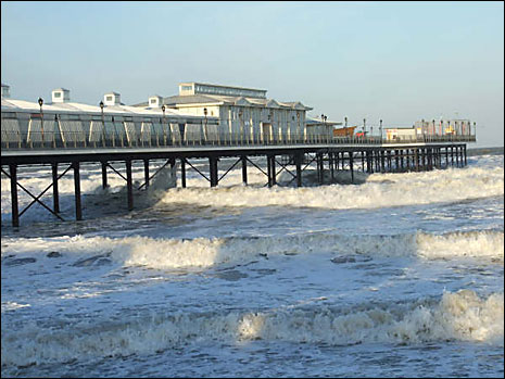 Paignton Pier on a stormy day