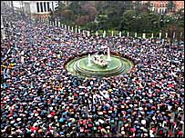 İspanya'da düzenlenen protesto gösterisi