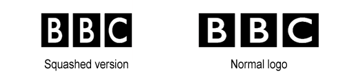 Another example of the BBC logo shown in different aspect ratios