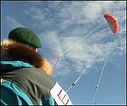 Testing one of the giant kites