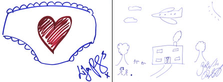 Lisa Rogers' doodle (left) and Ryan Giggs' creation (right)