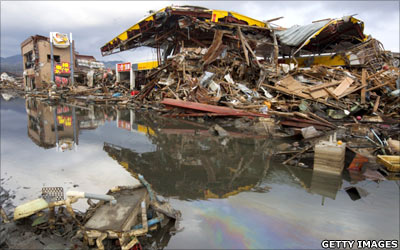 Destroyed petrol station