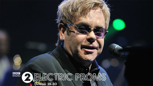 Elton John performing at the first of the 2010 BBC Radio 2 Electric Proms.
