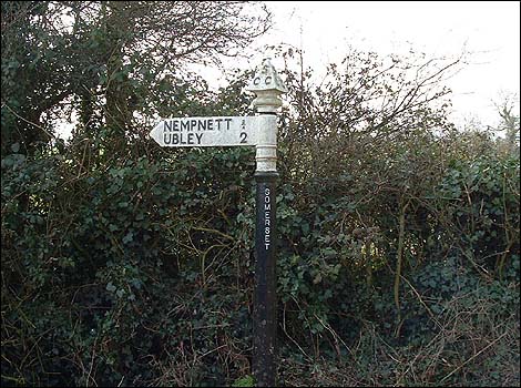 Signpost to Ubley and Nempnett Thrubwell