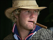 Matthew Hoggard celebrates in style