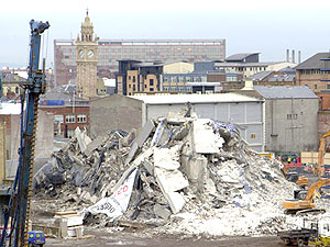 The rubble of Churchill House