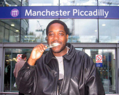 Seani B arrives in Manchester