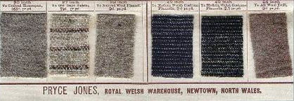 Flannel samples from the Royal Welsh Warehouse, an example of an early catalogue