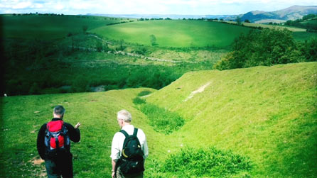 Jim and Derek inspecting one of the steeper sections of Offa's Dyke.