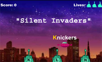 Screen grab from Silent Invaders language game. Click on image to play the flash game