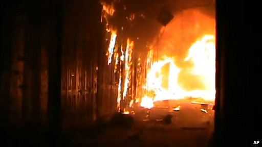 حريق في سوق حلب القديمة