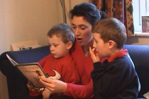 Lucie loves children's books, she has hundreds and says they have helped her develop a relationship with her children.
