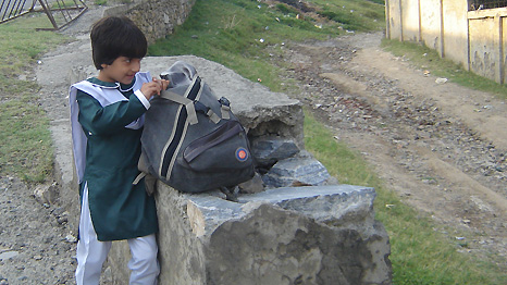 Girl with school bag