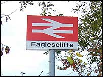 Sign at Eaglescliffe train station