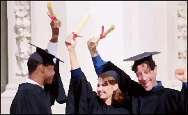 Students celebrating their degree