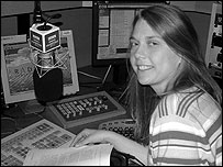 Woman in radio news studio