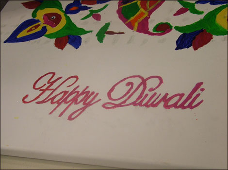 Happy Diwali painted on canvas 