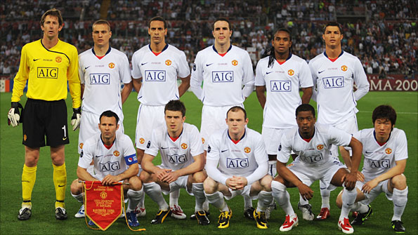 Manchester United's starting XI from the 2009 Champions League final against Barcelona