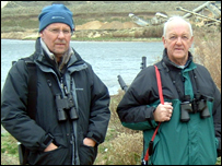 Ornithologists John Banks and Tony Paignton.