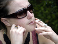 young woman smoking