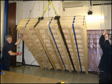 Detector crated up to begin its journey