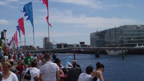 crowds by the River Clyde