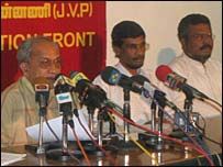 Somawansa Amerasinghe, Tilvin Silva and Nandana Gunathilake in the press conference in colombo (photo Elmo Fernando)