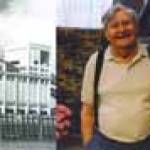 Bill Byford (Summer 1999), flanked on the right by the Beckton Gas works viaducts, and on the left by Becktons Thames riverside coke houses