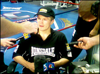 Ricky Hatton takes questions in the gym in Vegas