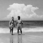 Wellawatta, Colombo, 1943 - Invited to lunch at the Hindu VCO's Mess my host, Subedar Shambu Nath IE, joins me in a cooling paddle in the adjacent Indian Ocean.