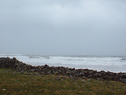 The sea has demolished this stone dyke which was last rebuilt after the storms of January 2005.