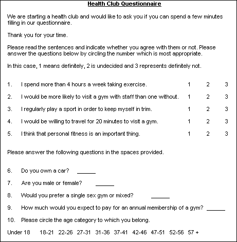 Becky's finished questionnaire