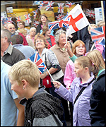 Crowds welcome Zac Purchase and his Olympic gold medal back to Tewkesbury