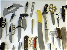 A selection of knives found by police