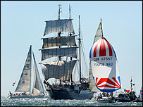 Tall ship Tenacious at Cowes Week, August 2007