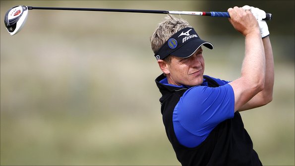 Luke Donald playing a practise round at Sandwich ahead of the Open