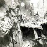 The ship is severely damaged in an air attack